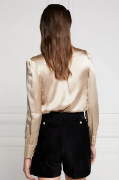 Holland Cooper Shirts & Blouses|Back In Stock-Silk V-Neck Blouse Champagne