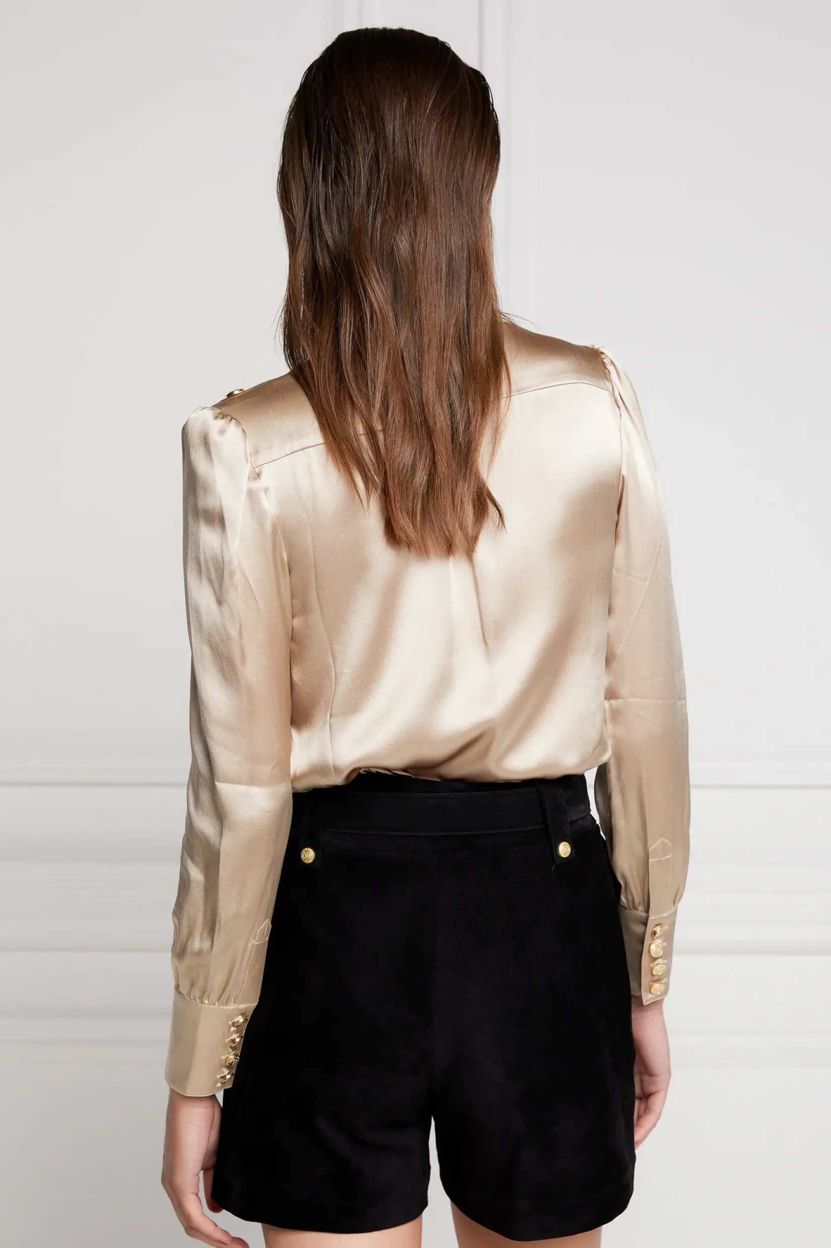 Holland Cooper Shirts & Blouses|Back In Stock-Silk V-Neck Blouse Champagne