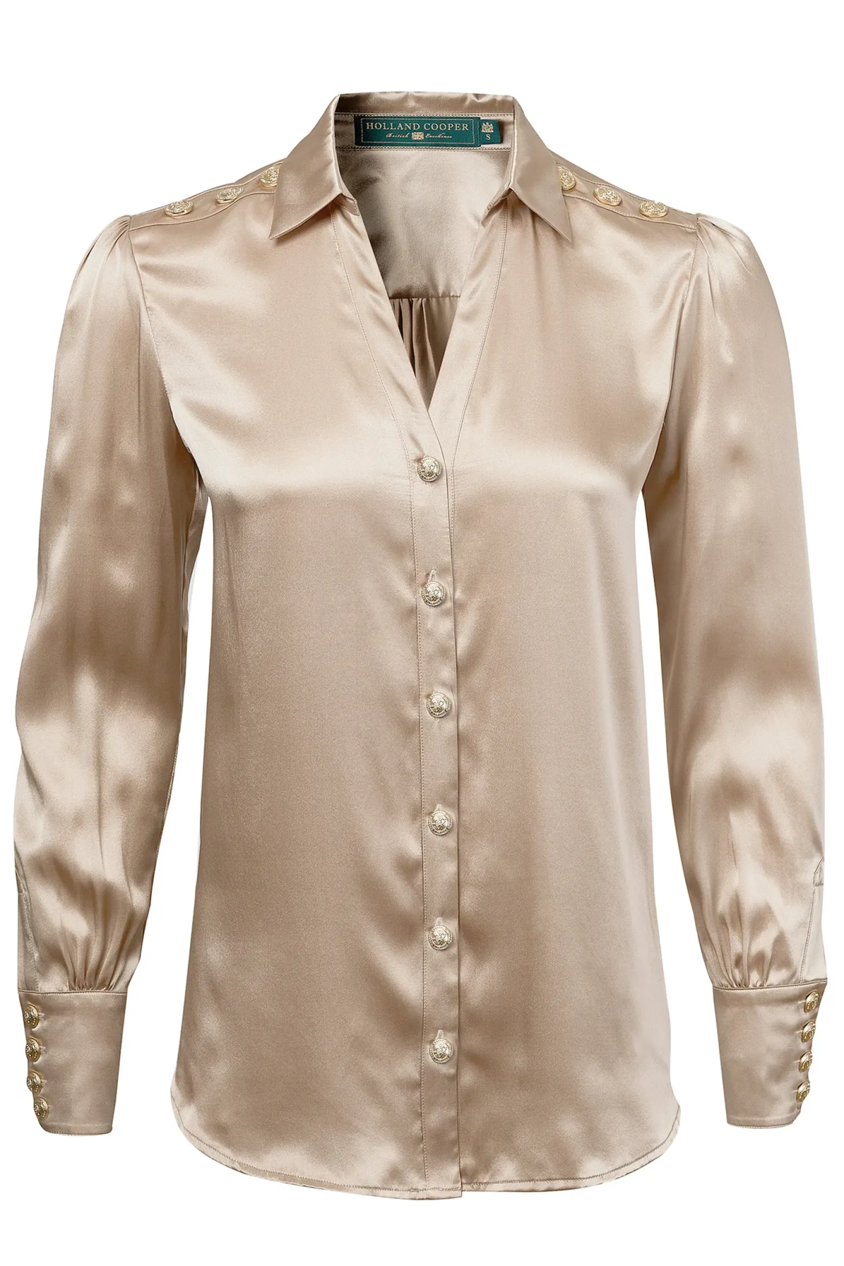 Holland Cooper Shirts & Blouses|Back In Stock-Silk V-Neck Blouse Champagne