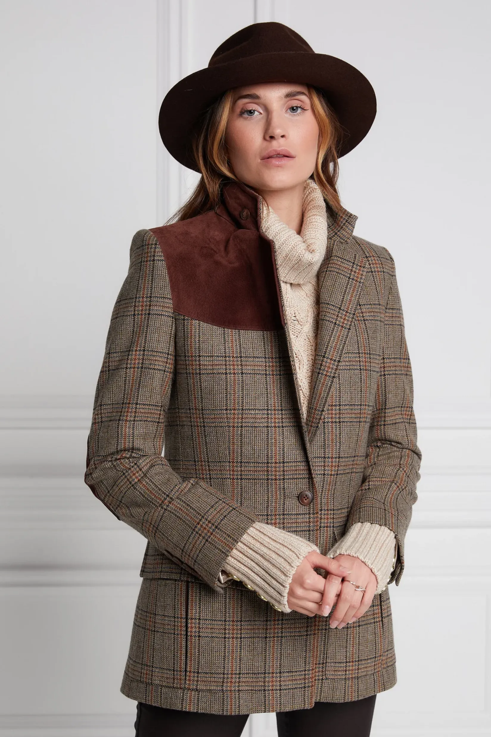 Holland Cooper Blazers|Jackets-Single Breasted Field Blazer Bourbon Tweed