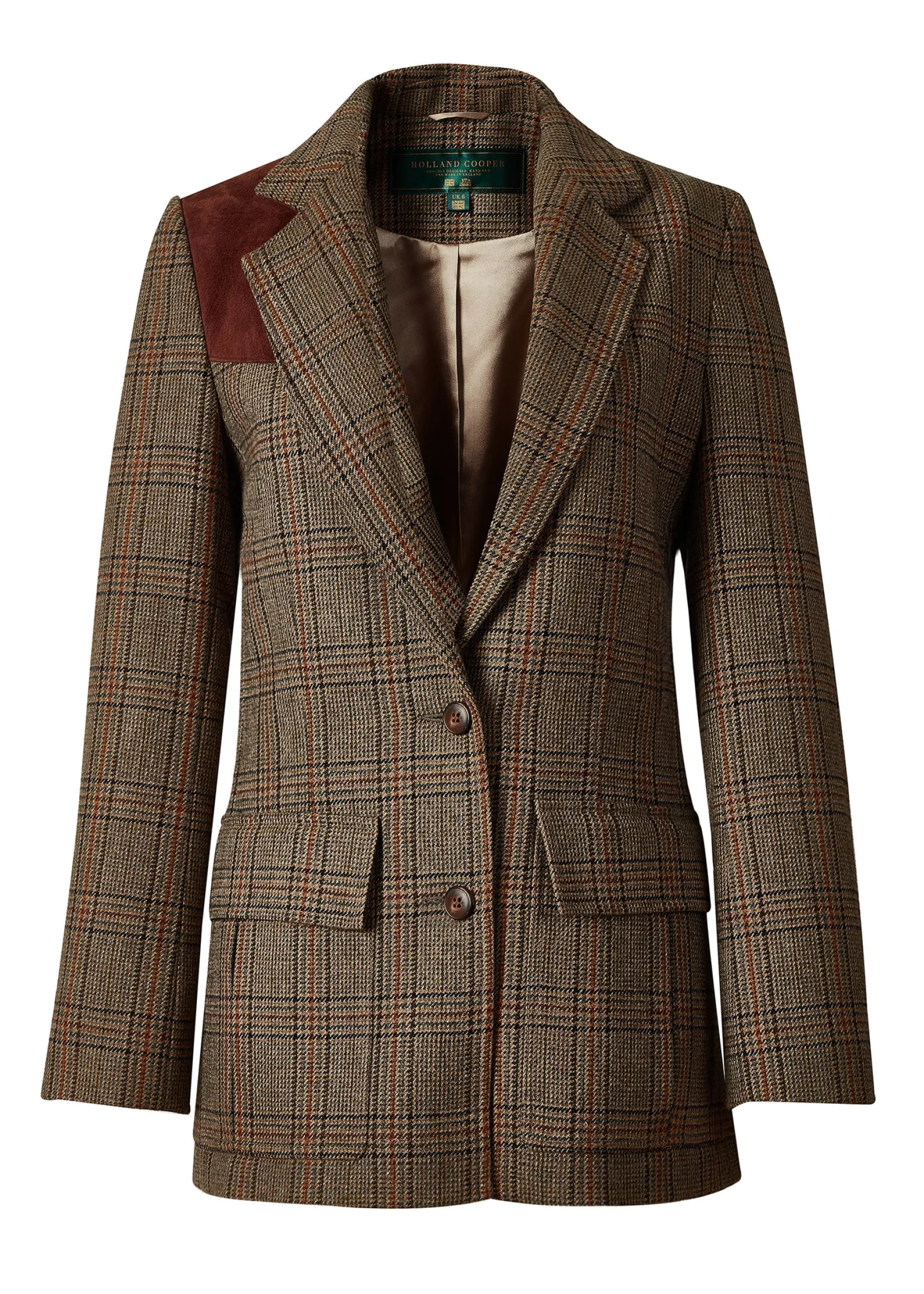 Holland Cooper Blazers|Jackets-Single Breasted Field Blazer Bourbon Tweed