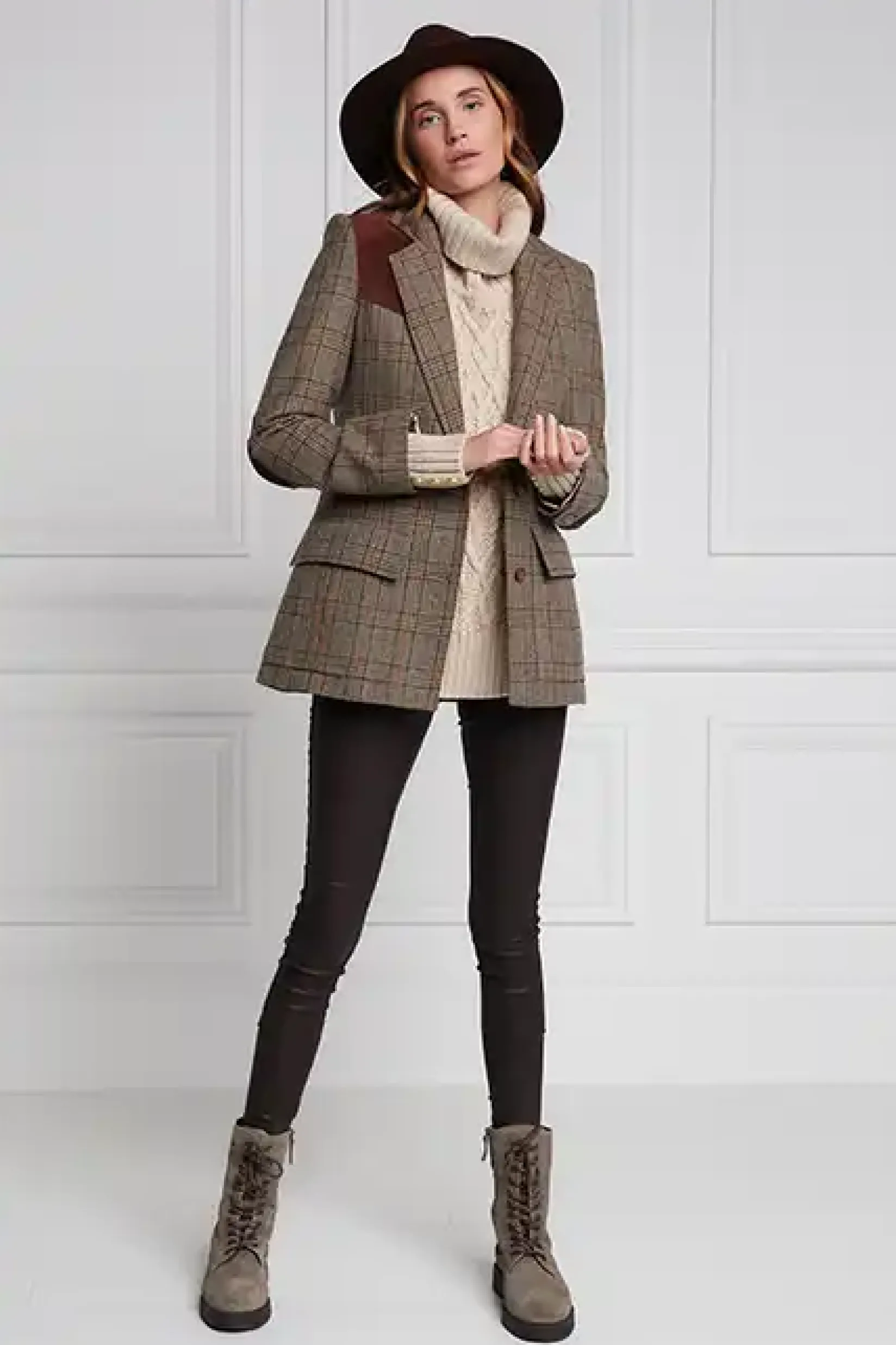 Holland Cooper Blazers|Jackets-Single Breasted Field Blazer Bourbon Tweed