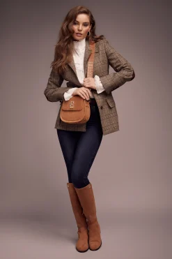 Holland Cooper Blazers|Jackets-Single Breasted Field Blazer Bourbon Tweed