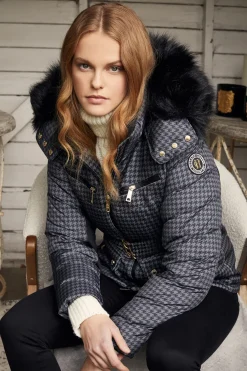 Holland Cooper Ski Jackets|HC Ski-Ski Jacket Mono Houndstooth