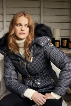 Holland Cooper Ski Jackets|HC Ski-Ski Jacket Mono Houndstooth