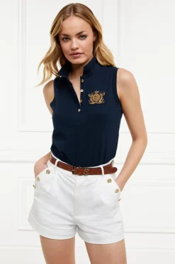 Holland Cooper Polo Shirts|Casualwear-Sleeveless Polo Shirt Ink Navy