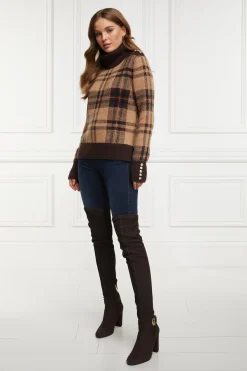 Holland Cooper Gifts For Her|Boots-Sloane Over The Knee Boot Chocolate