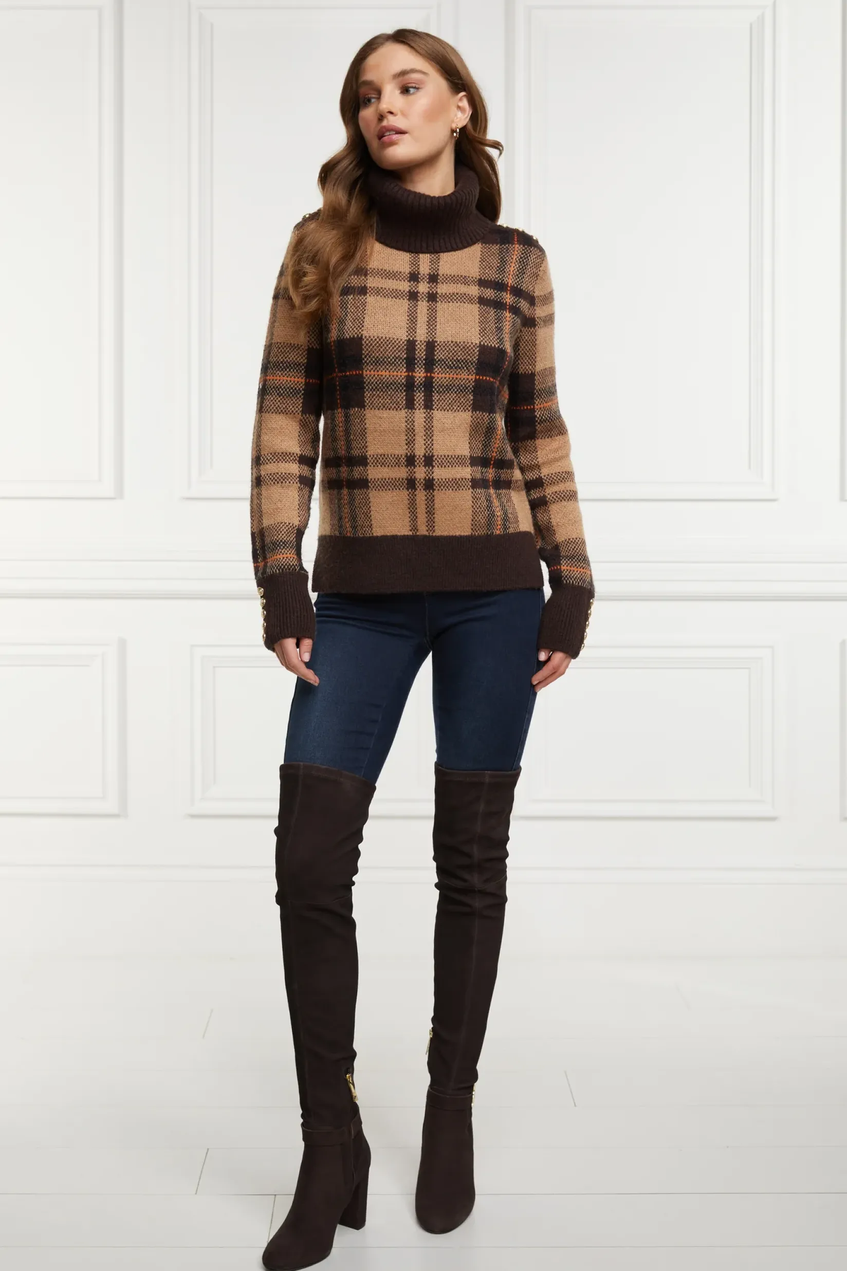 Holland Cooper Gifts For Her|Boots-Sloane Over The Knee Boot Chocolate