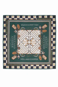 Holland Cooper Scarves|Scarves-Stirrup Silk Scarf Black Emerald