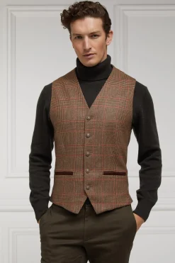 Holland Cooper Waistcoats|Tailoring-St James Waistcoat Clarence Check Merlot