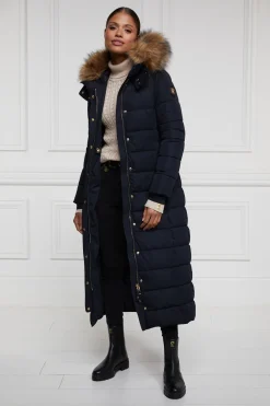 Holland Cooper Gifts For Her|Jackets-Stoneleigh Longline Coat Ink Navy