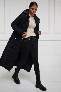 Holland Cooper Gifts For Her|Jackets-Stoneleigh Longline Coat Ink Navy