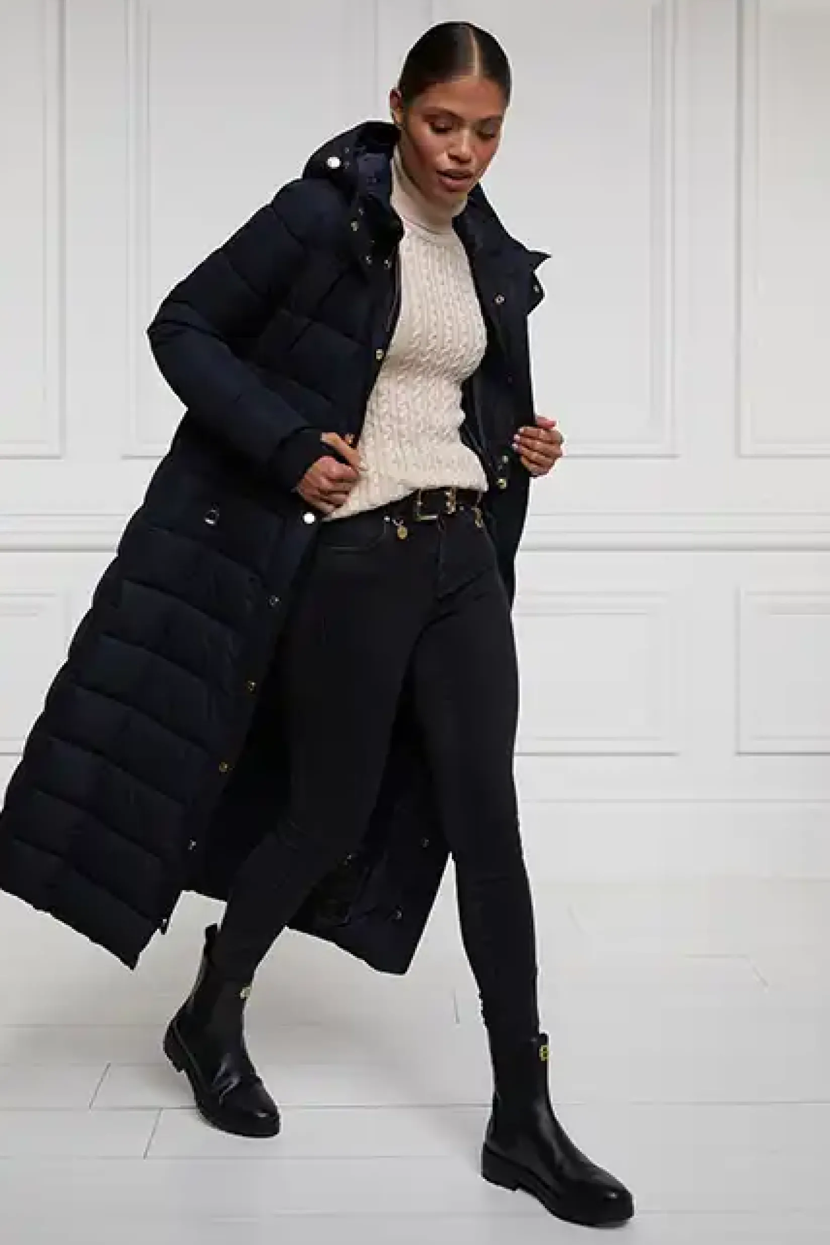 Holland Cooper Gifts For Her|Jackets-Stoneleigh Longline Coat Ink Navy