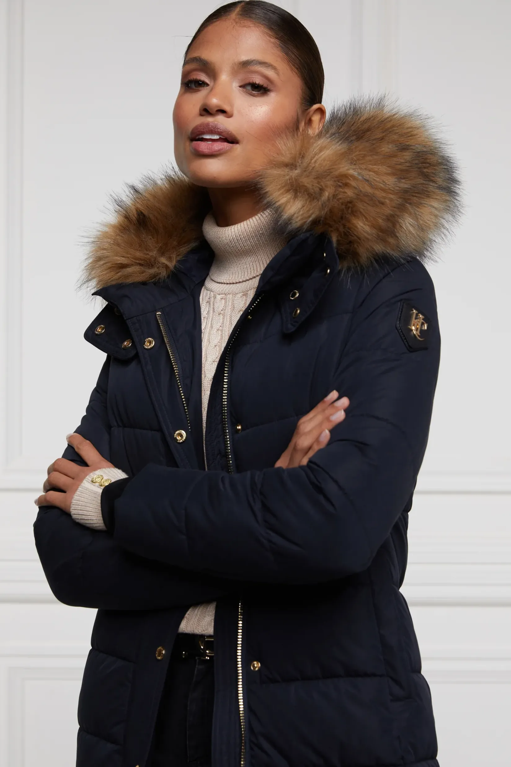 Holland Cooper Gifts For Her|Jackets-Stoneleigh Longline Coat Ink Navy