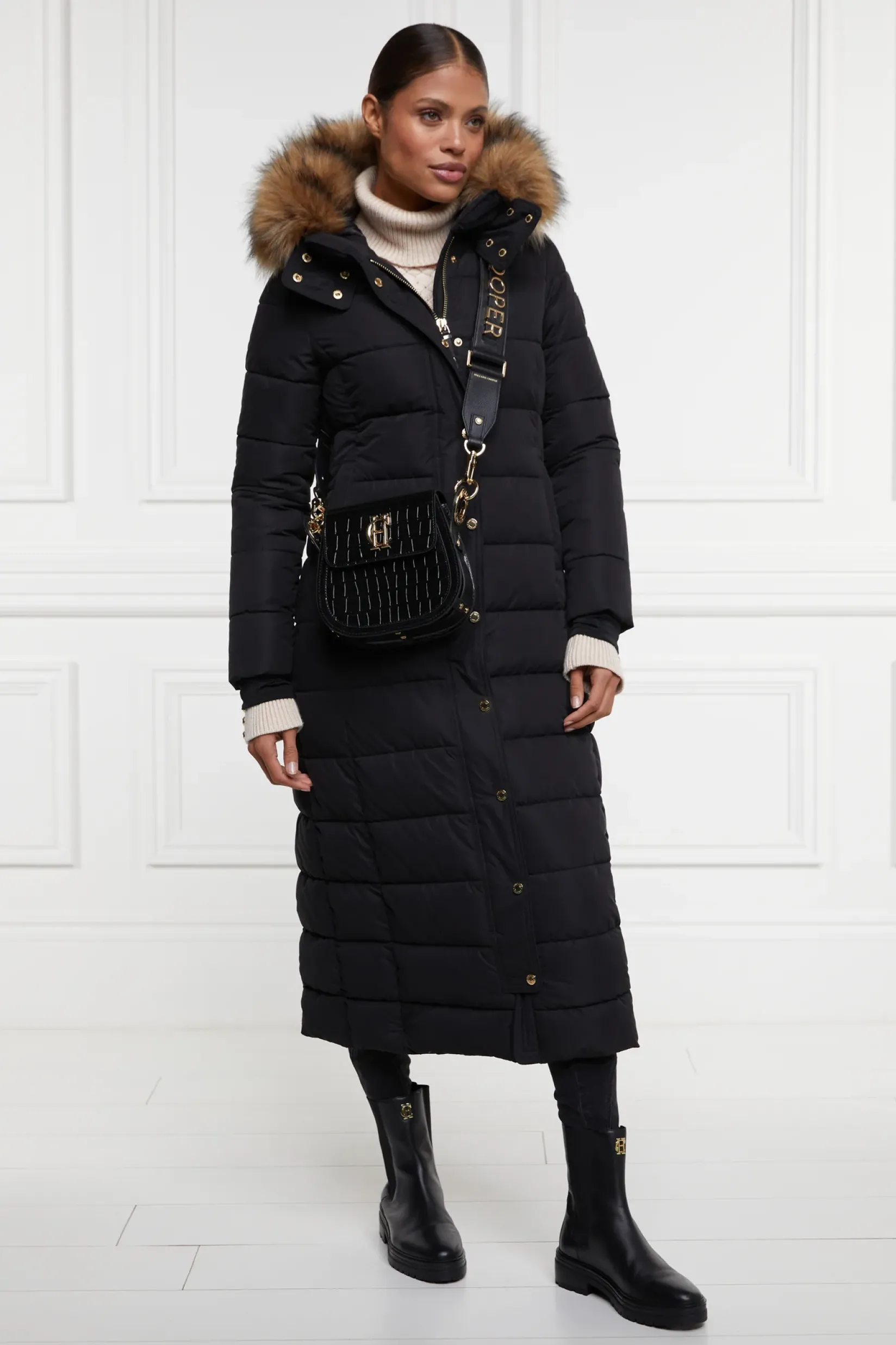 Holland Cooper Jackets|Shop By Product-Stoneleigh Longline Coat Black