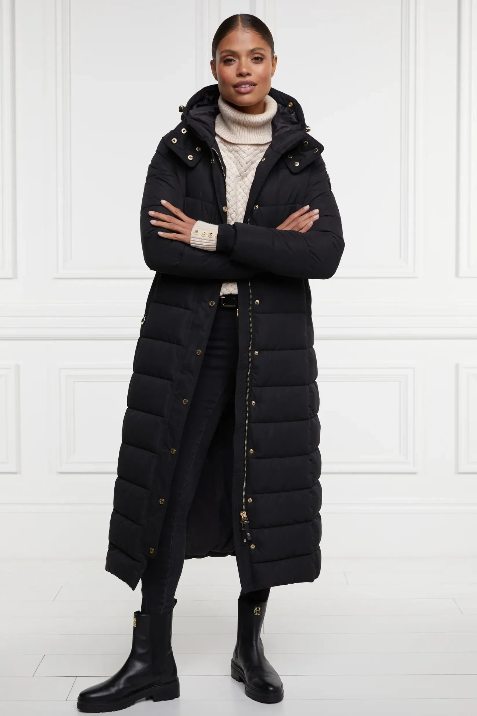 Holland Cooper Jackets|Shop By Product-Stoneleigh Longline Coat Black
