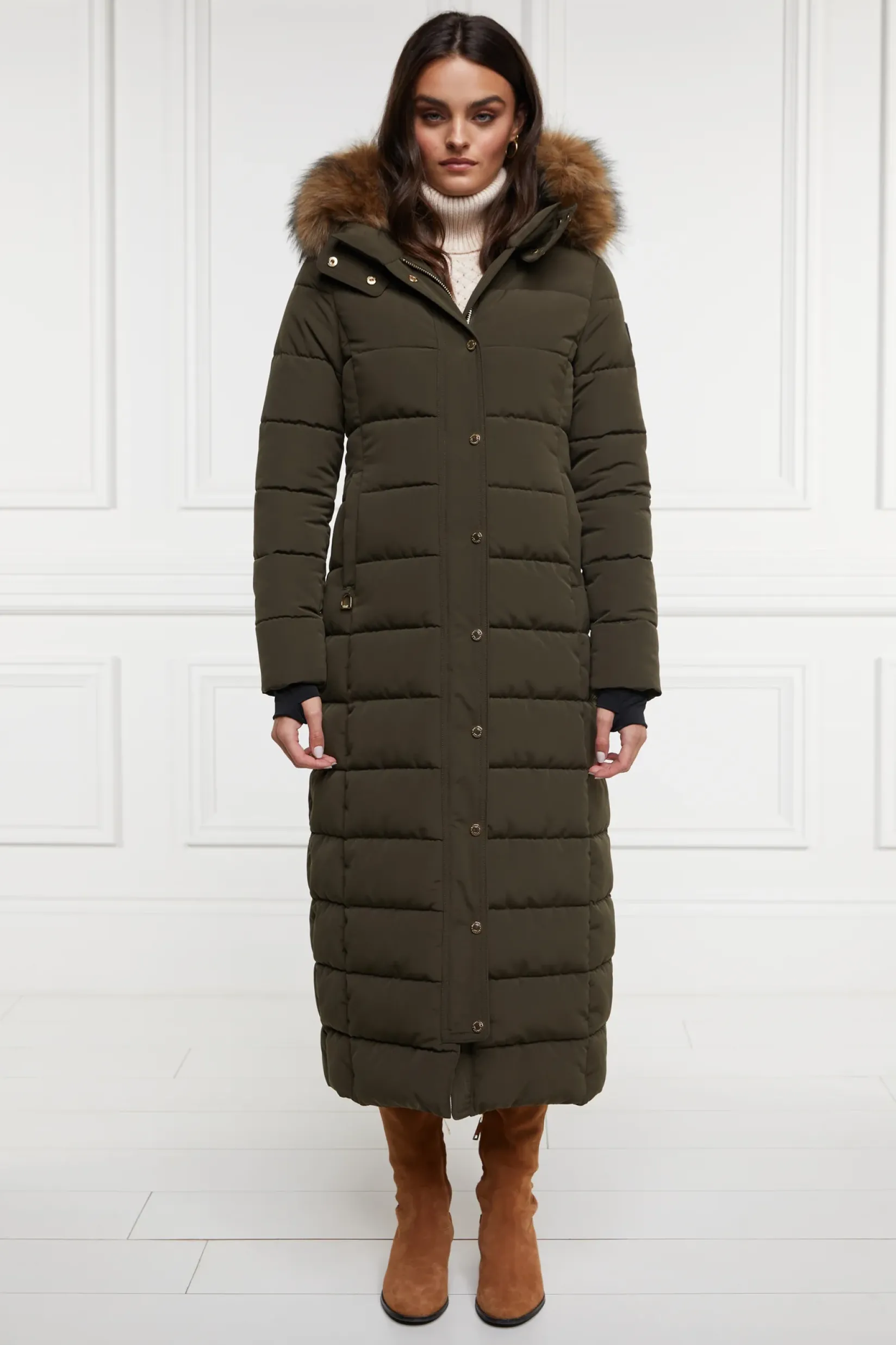 Holland Cooper Jackets|Shop By Product-Stoneleigh Longline Coat Khaki