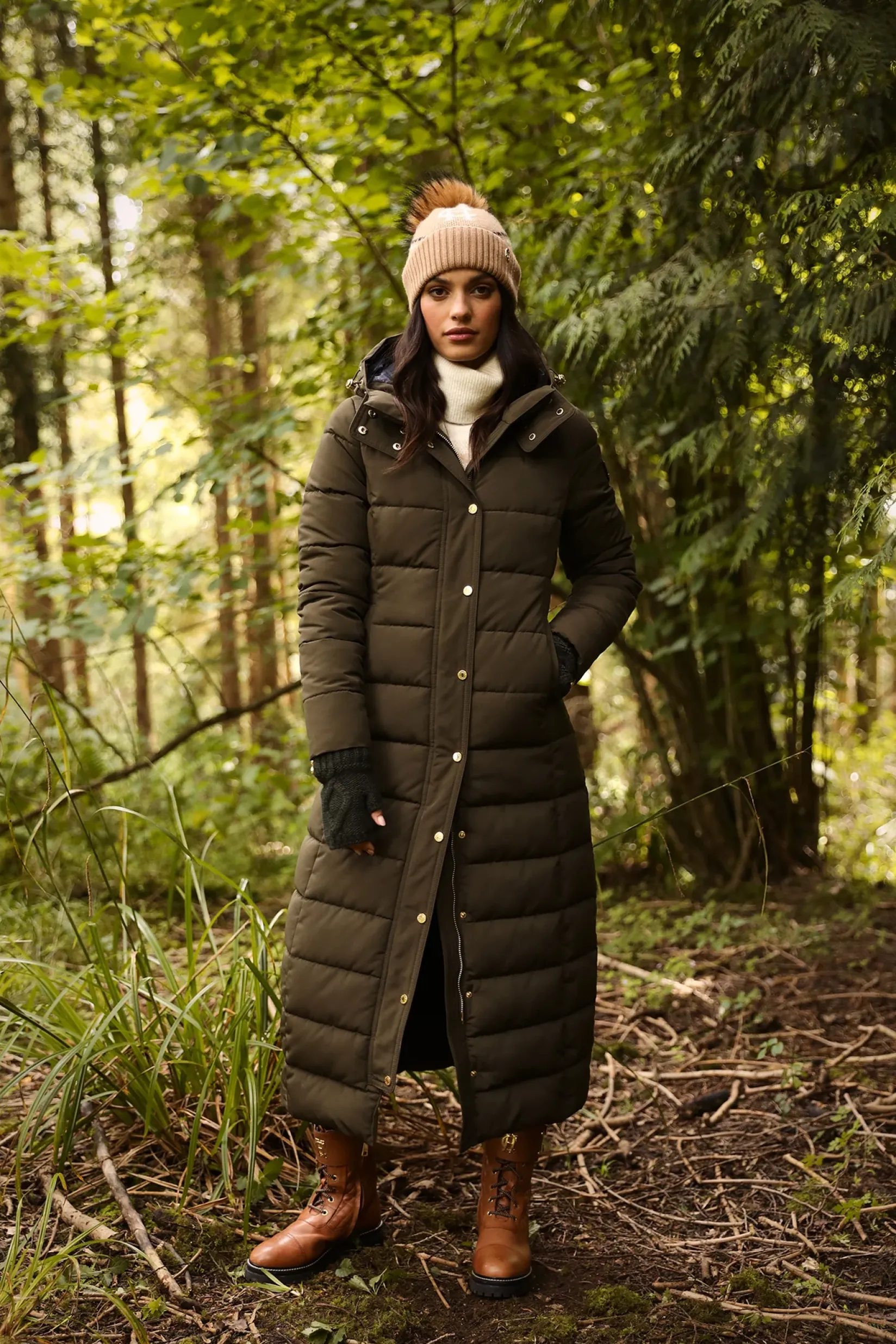 Holland Cooper Jackets|Shop By Product-Stoneleigh Longline Coat Khaki