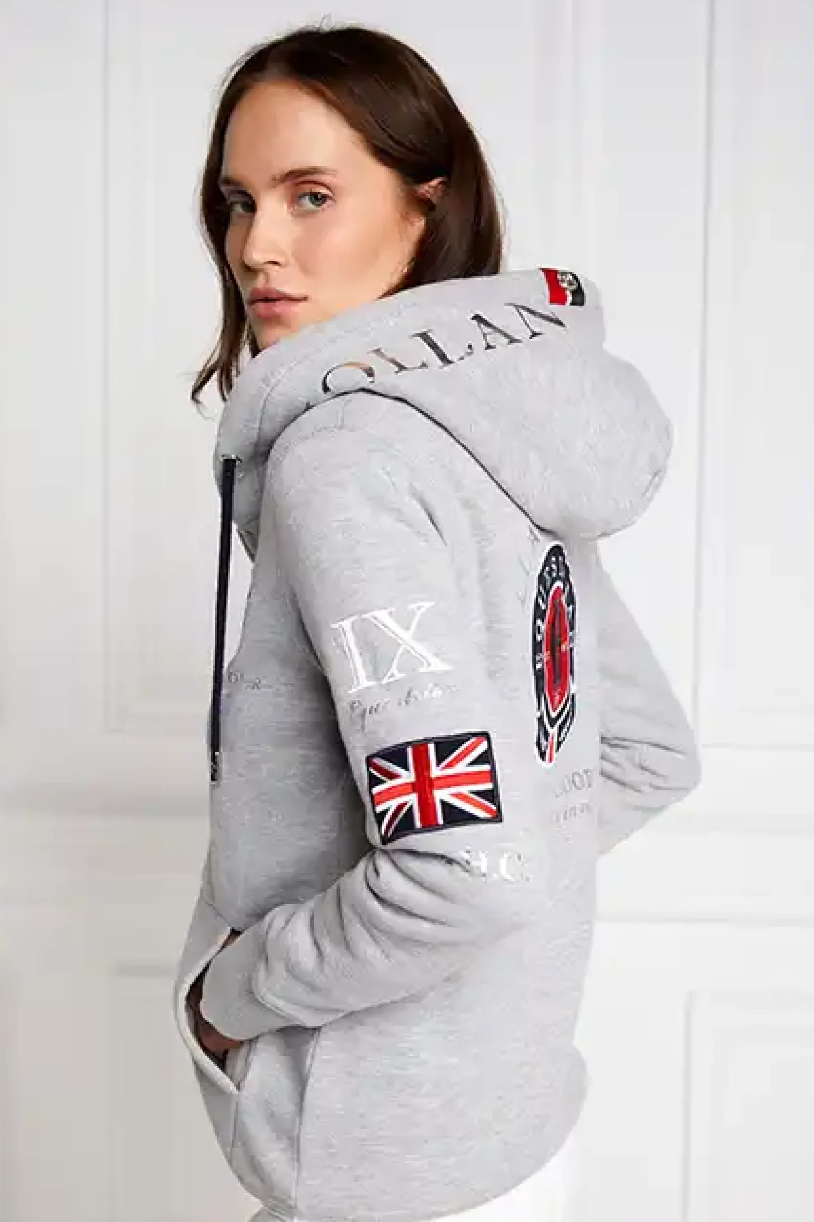 Holland Cooper Hoodies|Team HC Clothing-Team Hoodie Grey Marl