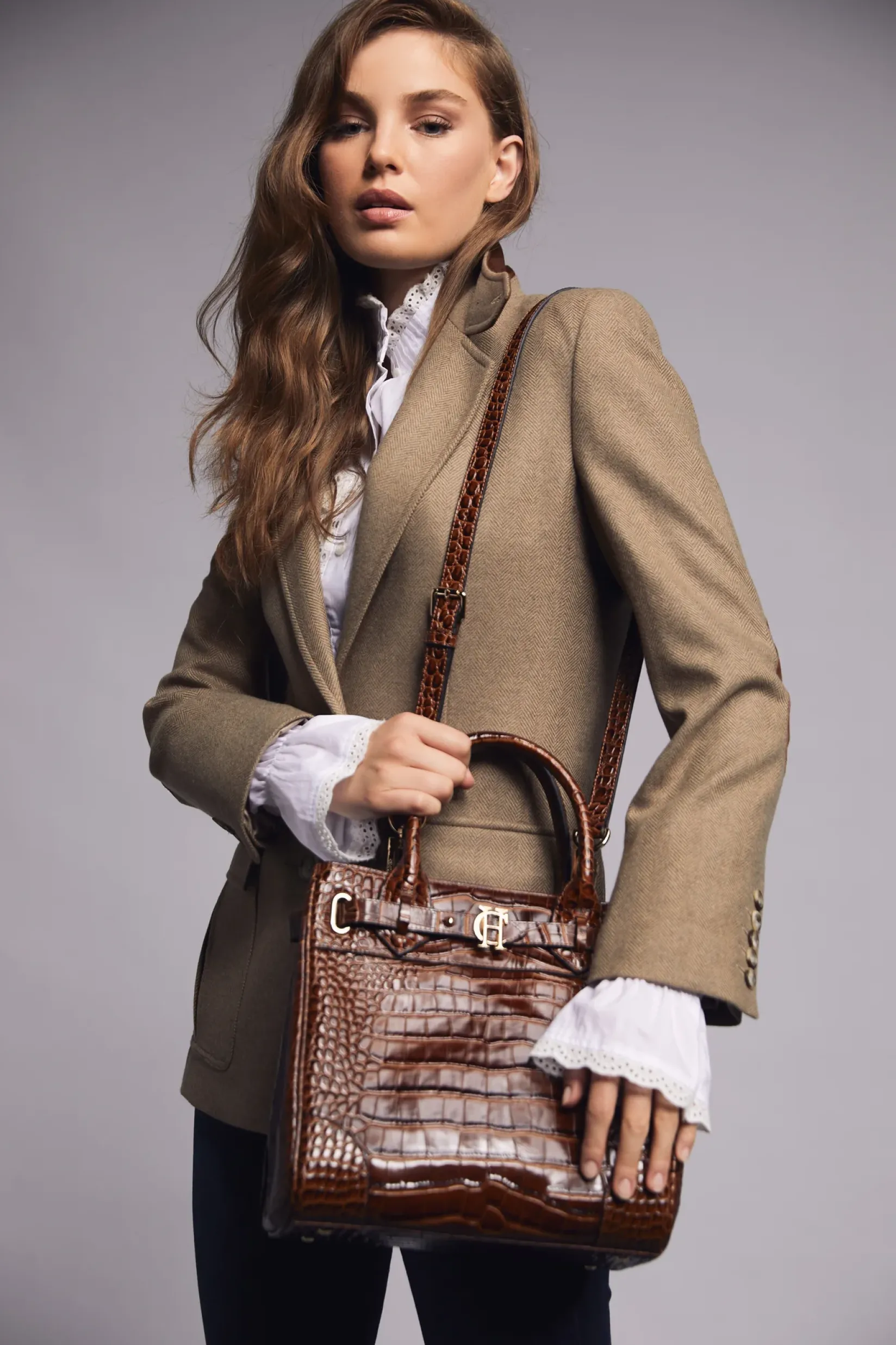 Holland Cooper Crossbody Bags|Tote Bags-The Brompton Mini Tote Tan Croc