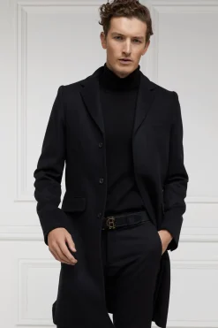 Holland Cooper Gifts For Him|Tailored Coats-The Cheltenham Coat Soft Black
