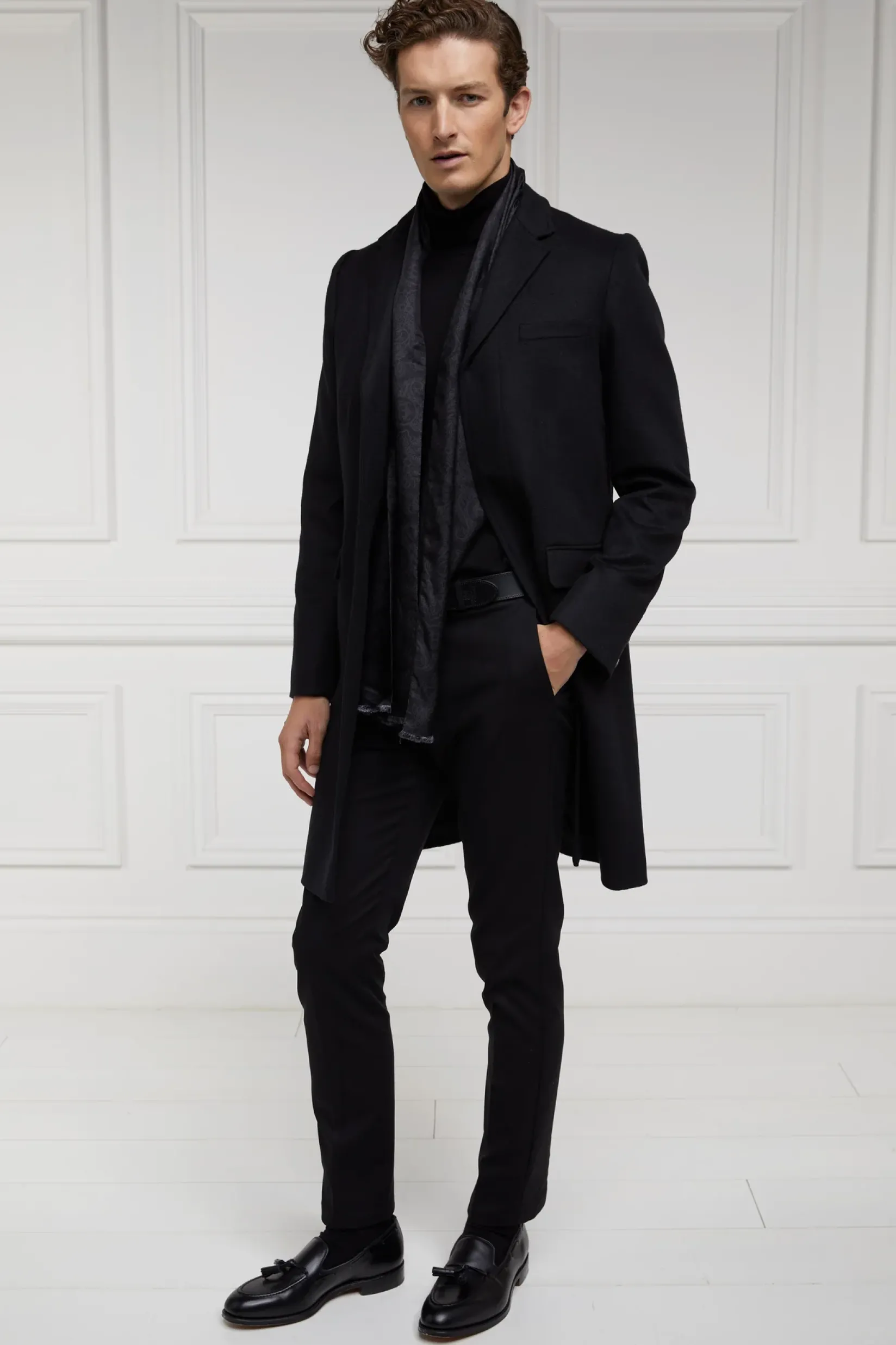 Holland Cooper Gifts For Him|Tailored Coats-The Cheltenham Coat Soft Black