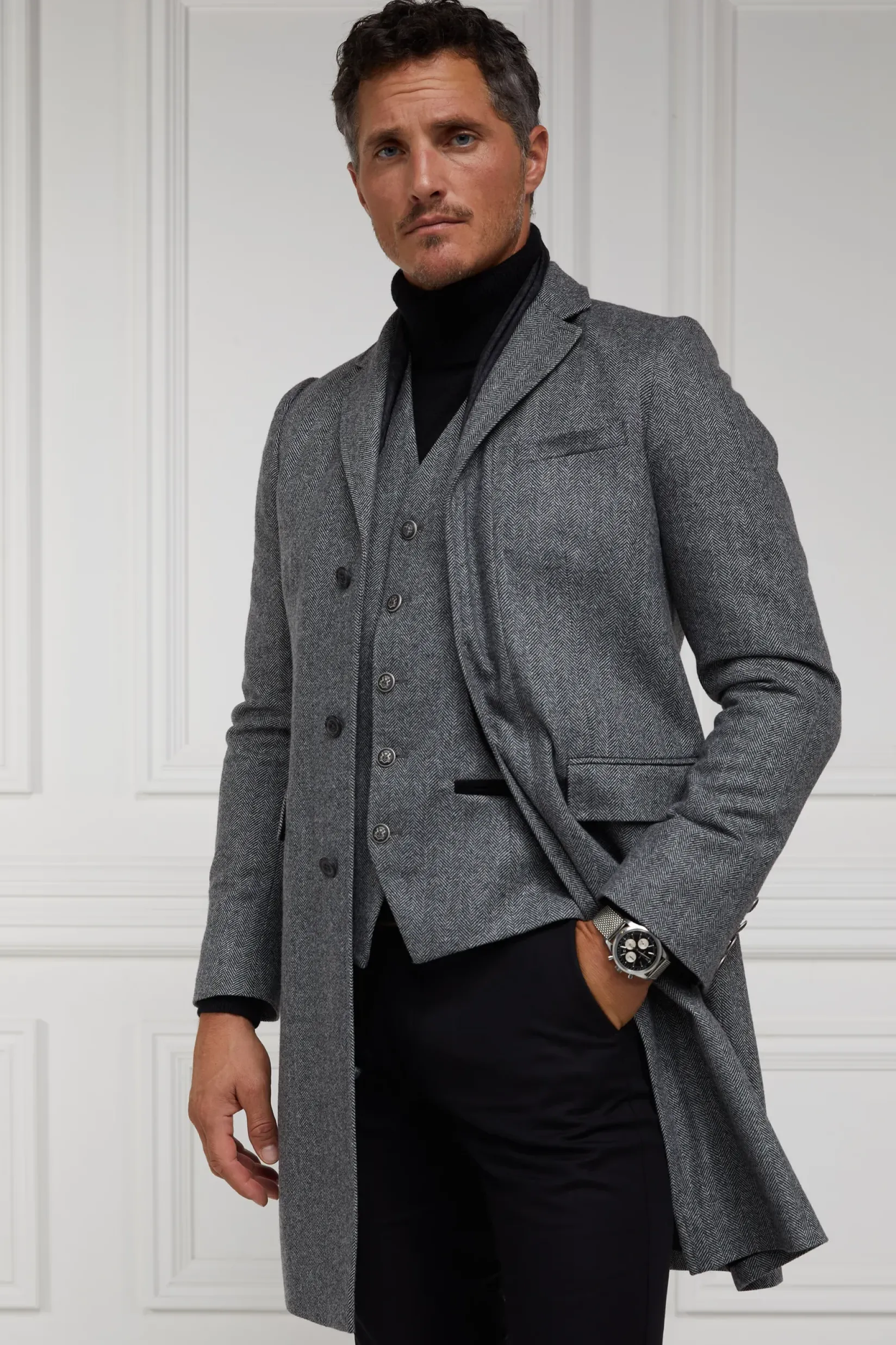 Holland Cooper Tailored Coats|Shop By Product-The Cheltenham Coat Mono Herringbone