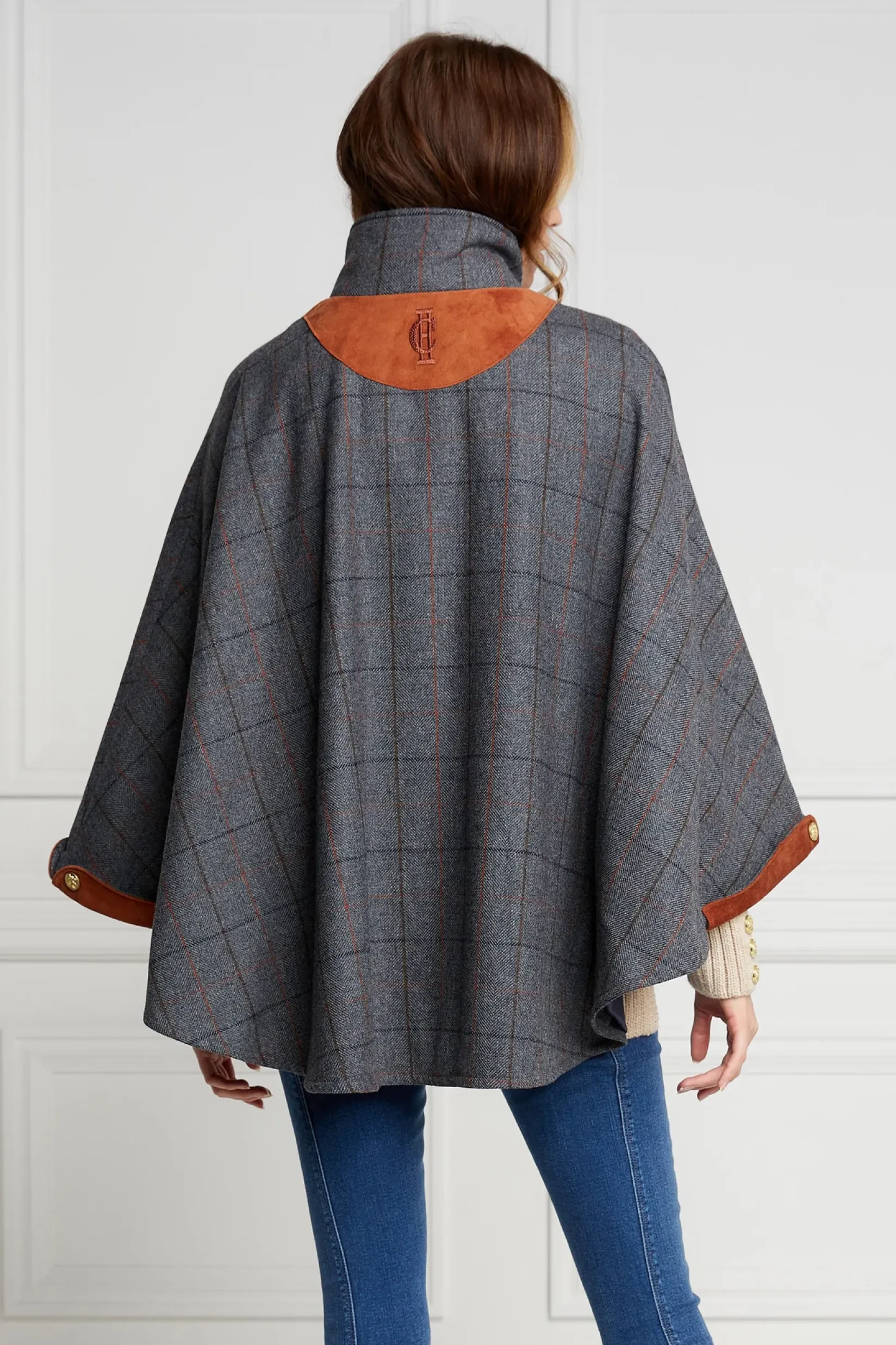 Holland Cooper Capes-The Classic Cape Mid Blue Check