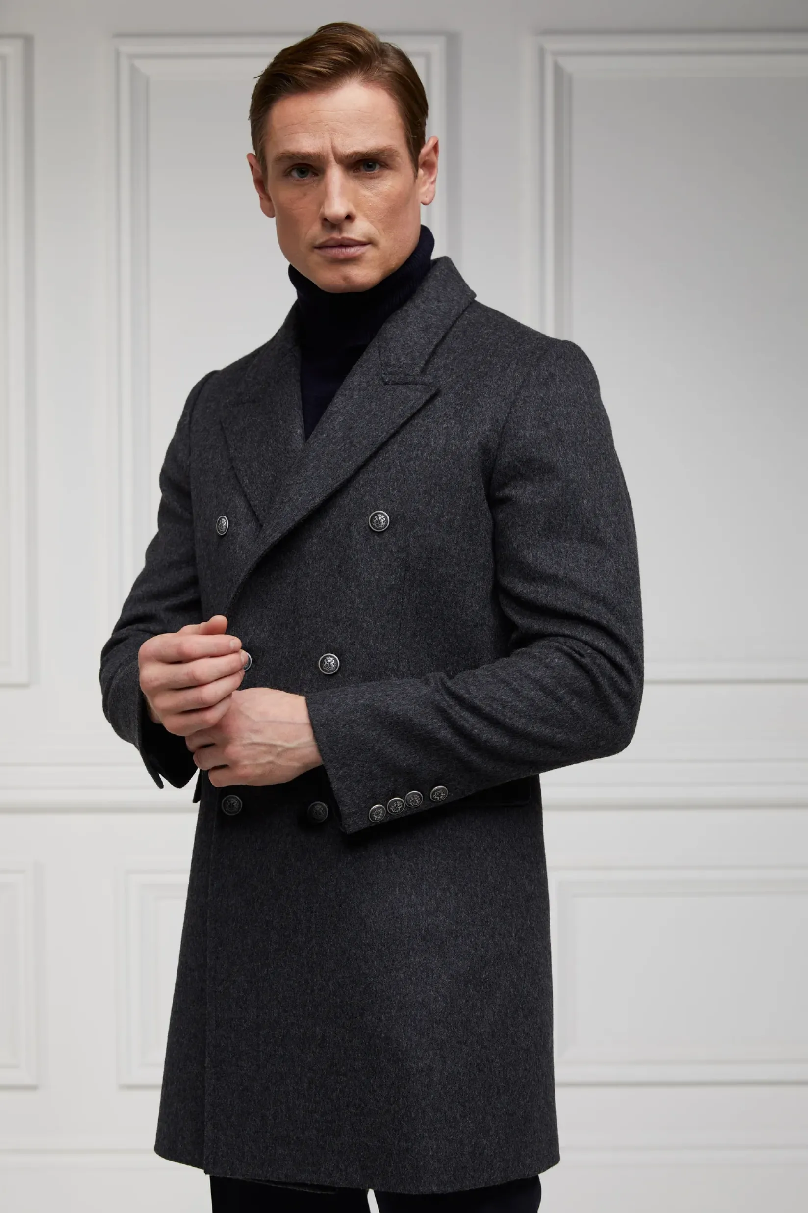 Holland Cooper Gifts For Him|Tailored Coats-The Double Breasted Coat Soft Graphite
