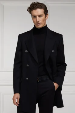 Holland Cooper Gifts For Him|Tailored Coats-The Double Breasted Coat Soft Black