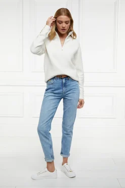 Holland Cooper Knitwear|Jade's Top Picks-Tori Half Zip Knit Natural