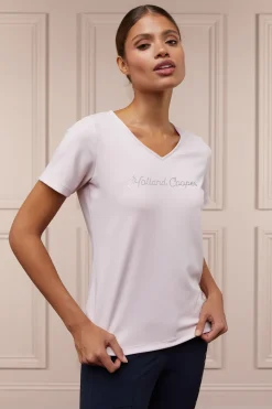 Holland Cooper Shop By Product|Equestrian Casualwear-Training V-Neck Tee Blush