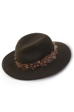 Holland Cooper Hats & Headbands|Hats & Headbands-Trilby Hat Double Feather Band Forest Green