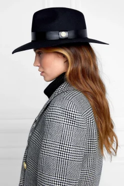 Holland Cooper Hats & Headbands|Hats & Headbands-Trilby Hat Leather Band Black