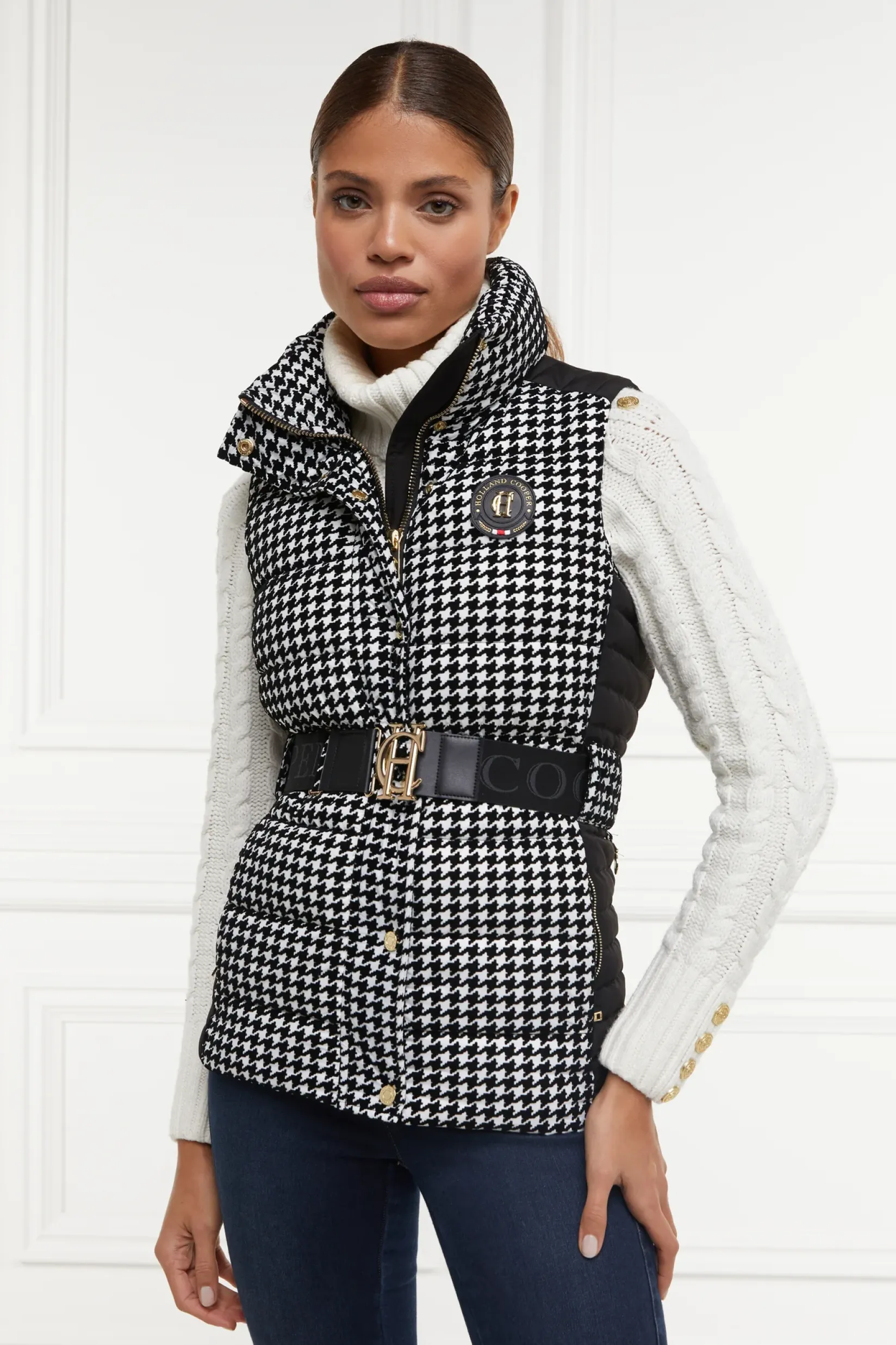 Holland Cooper Gilets-Valais Quilted Gilet Houndstooth