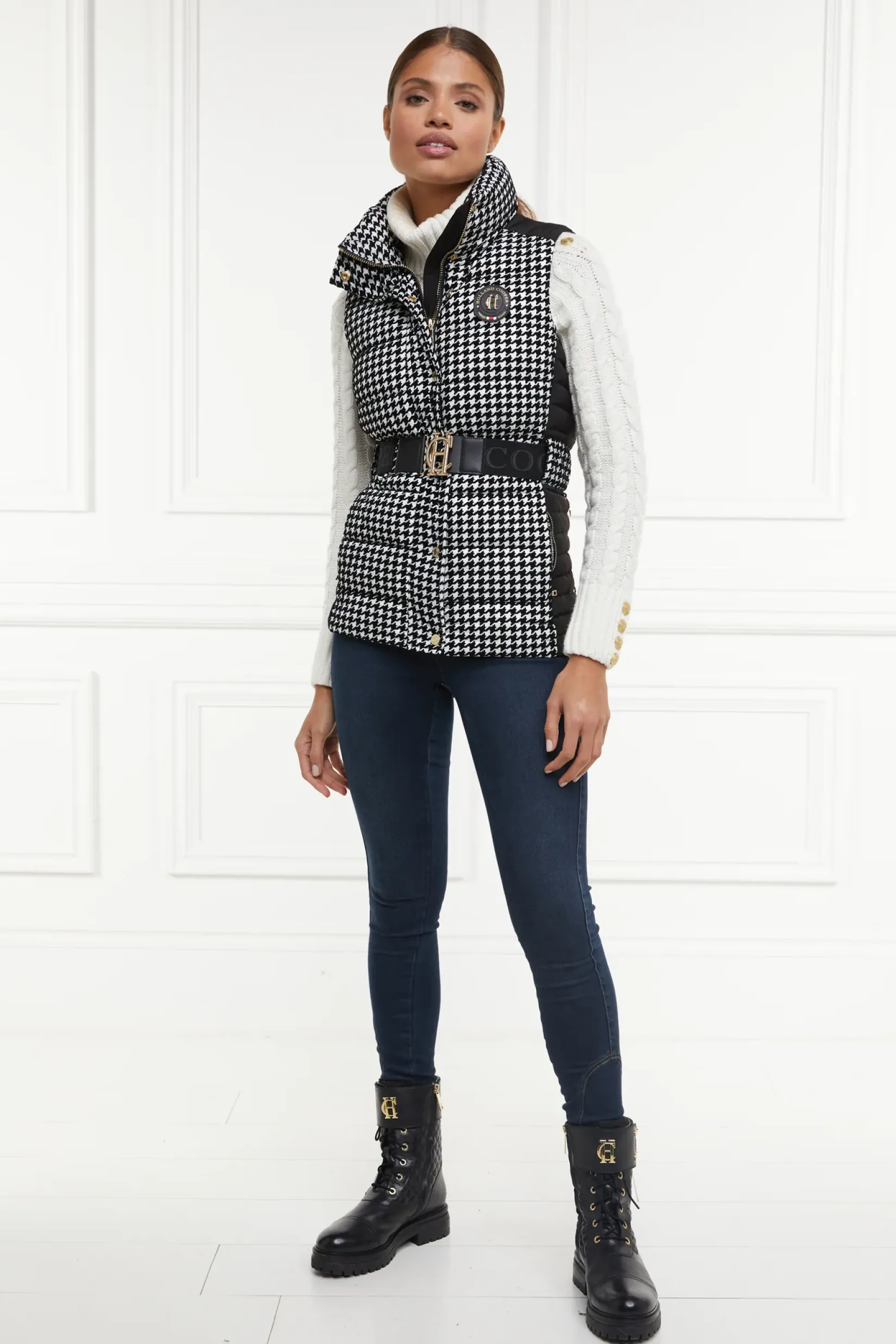 Holland Cooper Gilets-Valais Quilted Gilet Houndstooth