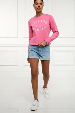 Holland Cooper Casualwear|Sweatshirts-Varsity Crew Peony Pink