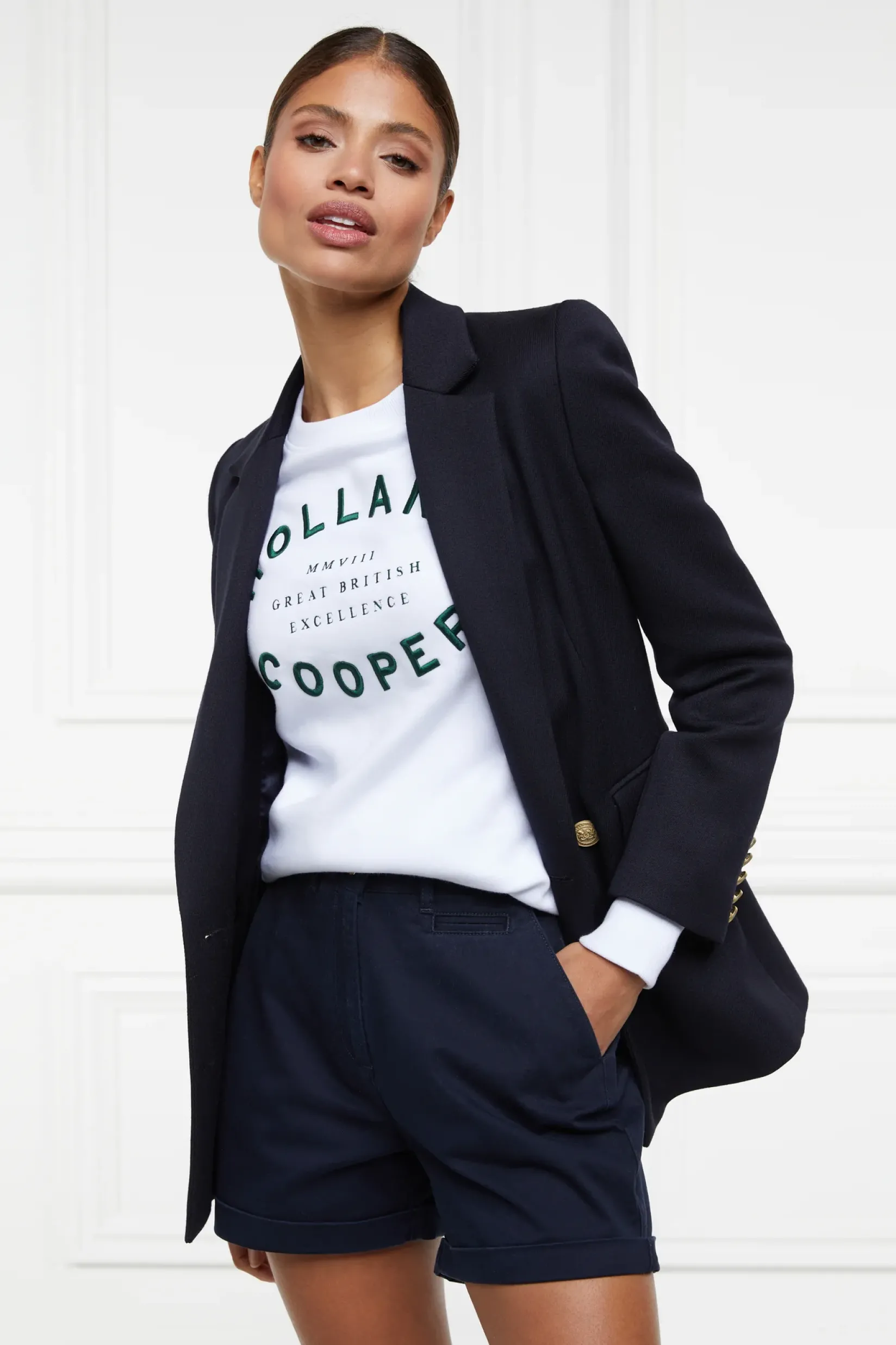 Holland Cooper Sweatshirts|Casualwear-Varsity Crew White