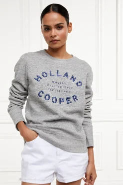 Holland Cooper Sweatshirts|Casualwear-Varsity Crew Grit Marl