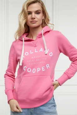 Holland Cooper Casualwear|Hoodies-Varsity Hoodie Peony Pink