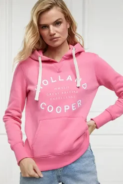 Holland Cooper Casualwear|Hoodies-Varsity Hoodie Peony Pink