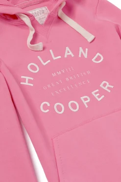 Holland Cooper Casualwear|Hoodies-Varsity Hoodie Peony Pink