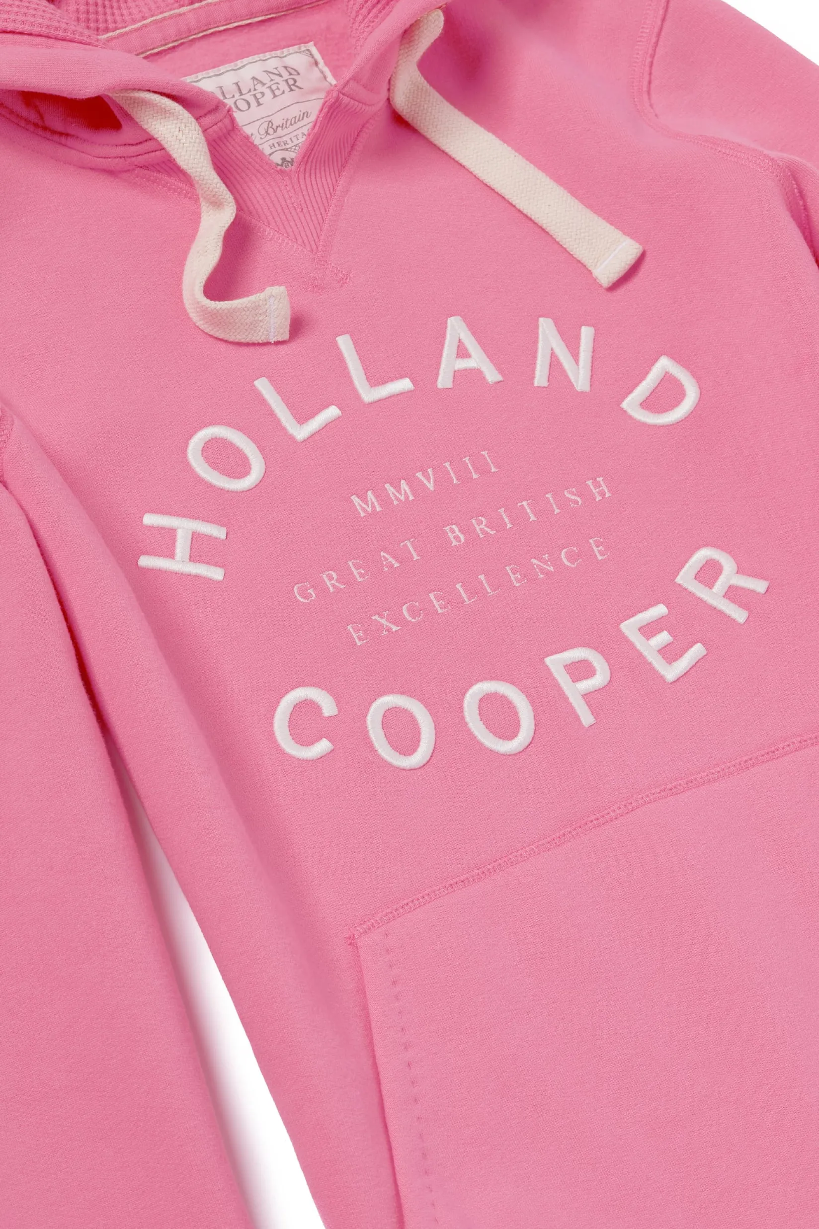 Holland Cooper Casualwear|Hoodies-Varsity Hoodie Peony Pink