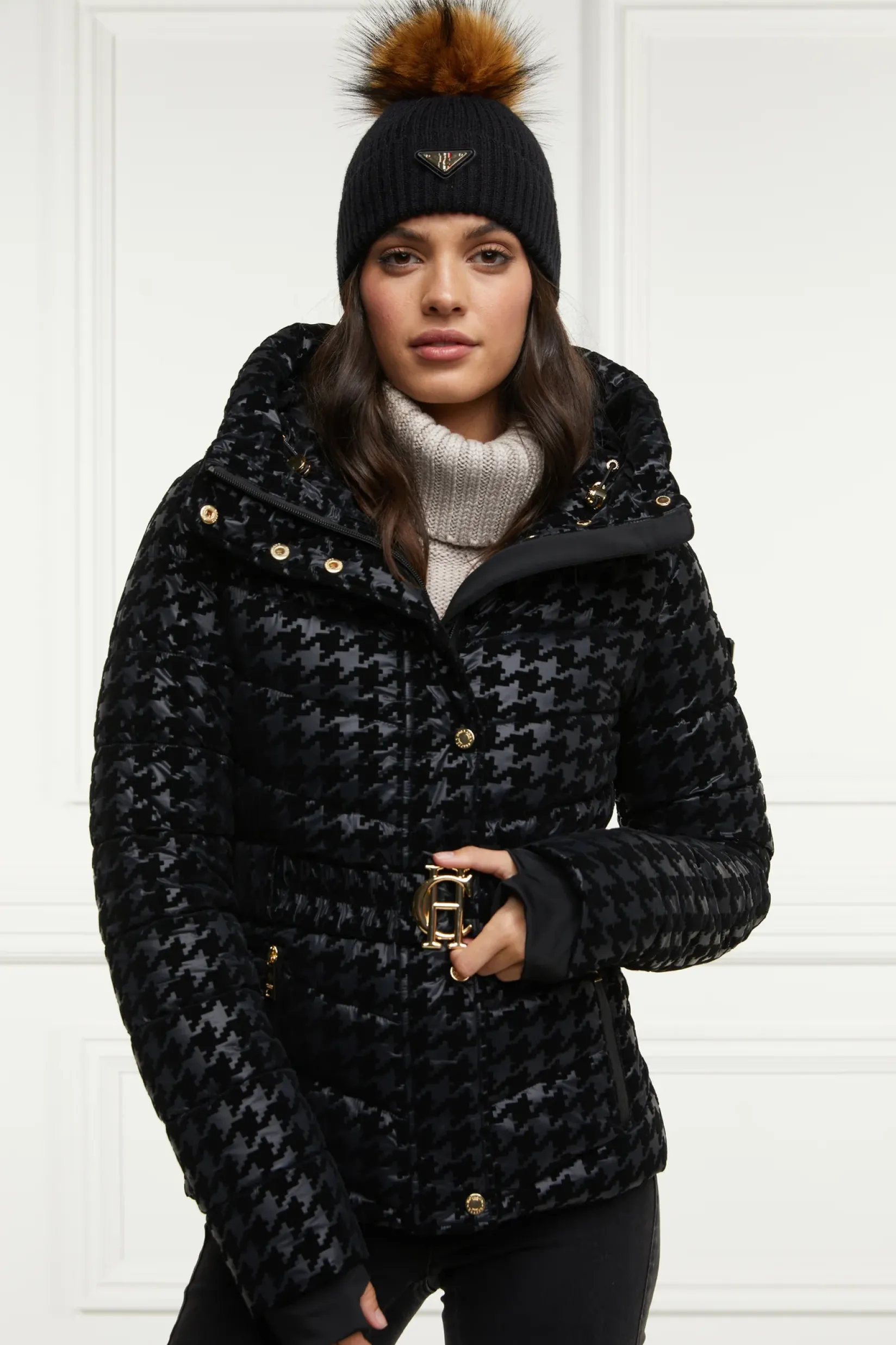 Holland Cooper Jackets-Vermont Puffer Jacket Mono Houndstooth