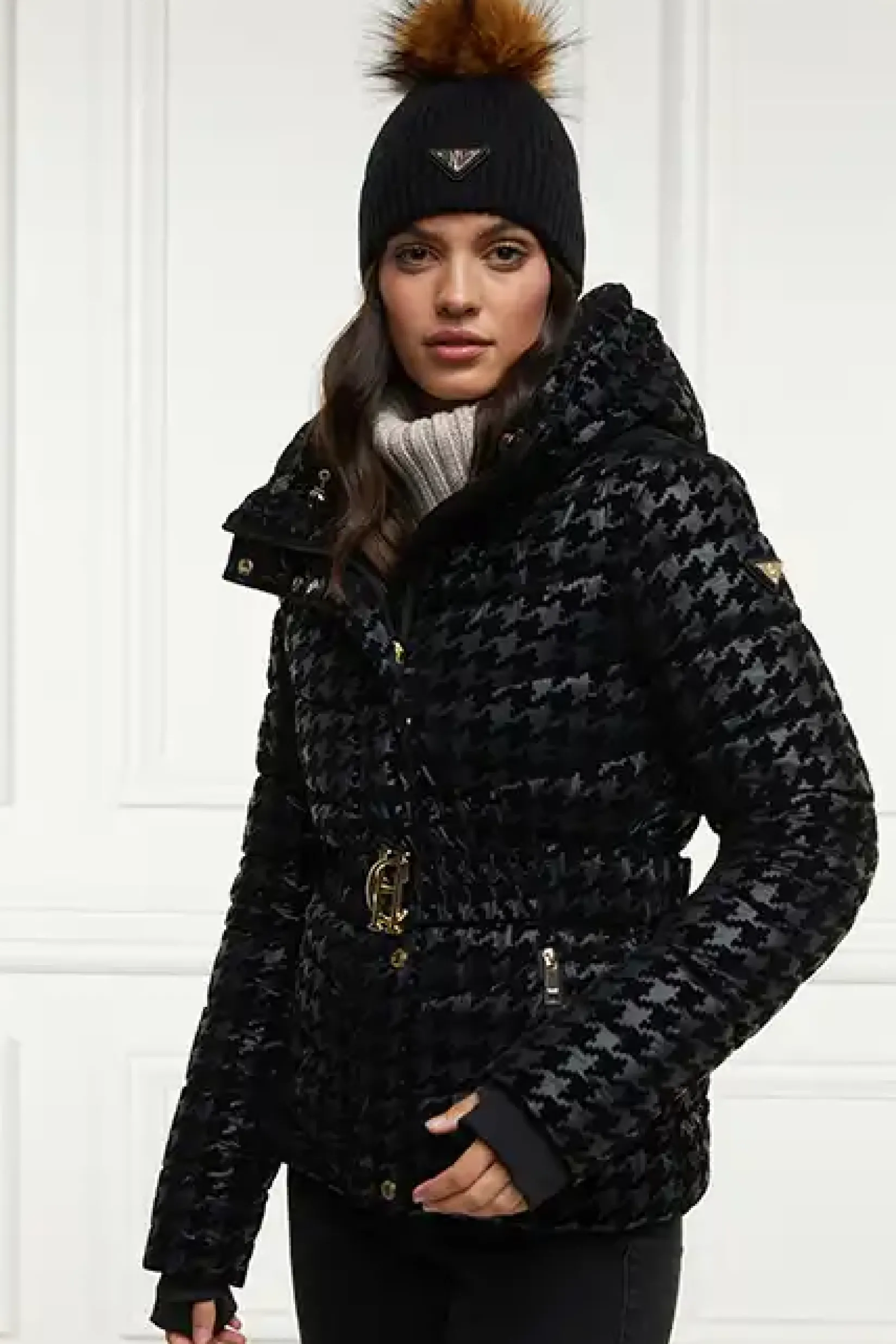 Holland Cooper Jackets-Vermont Puffer Jacket Mono Houndstooth