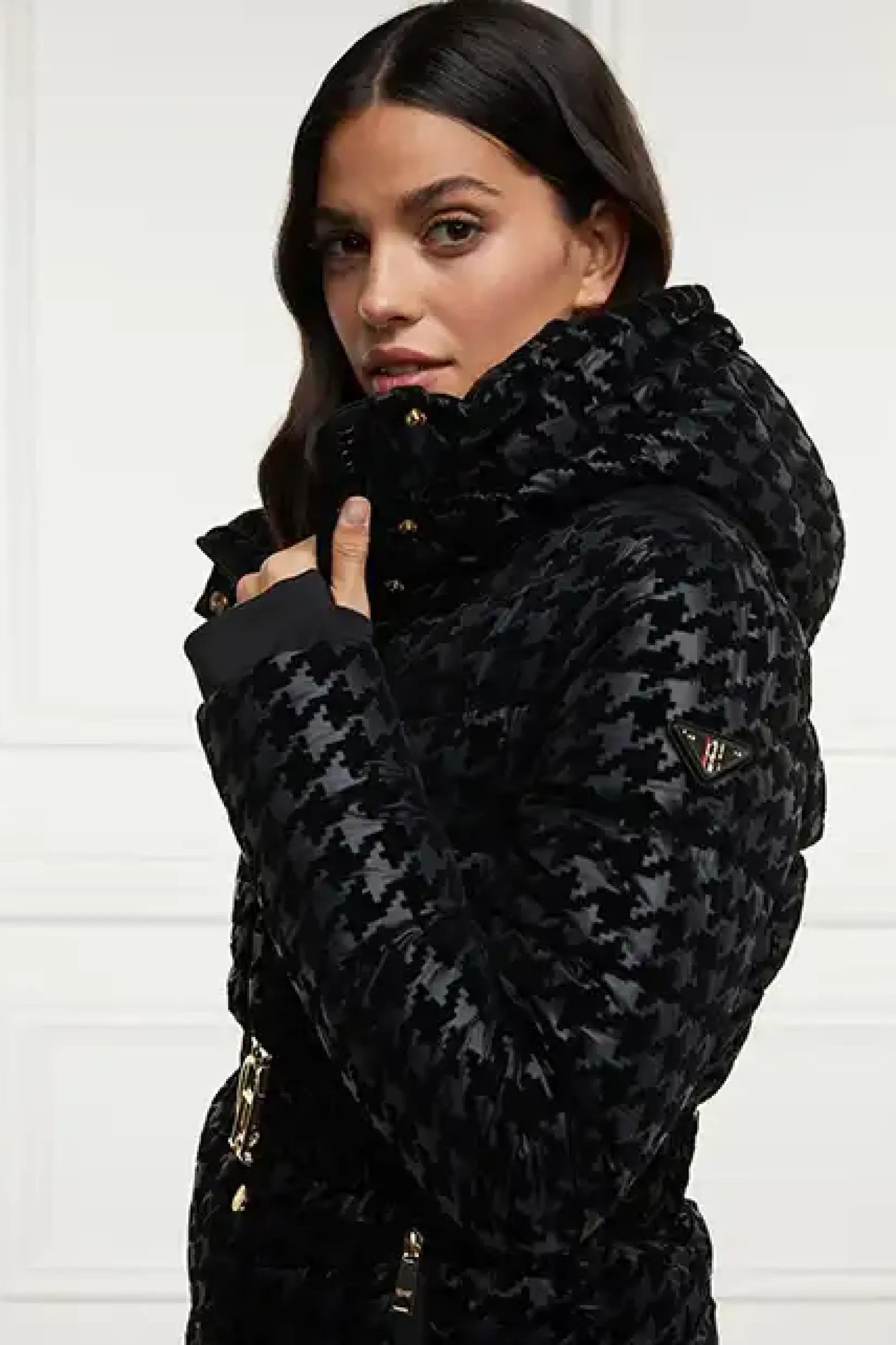 Holland Cooper Jackets-Vermont Puffer Jacket Mono Houndstooth