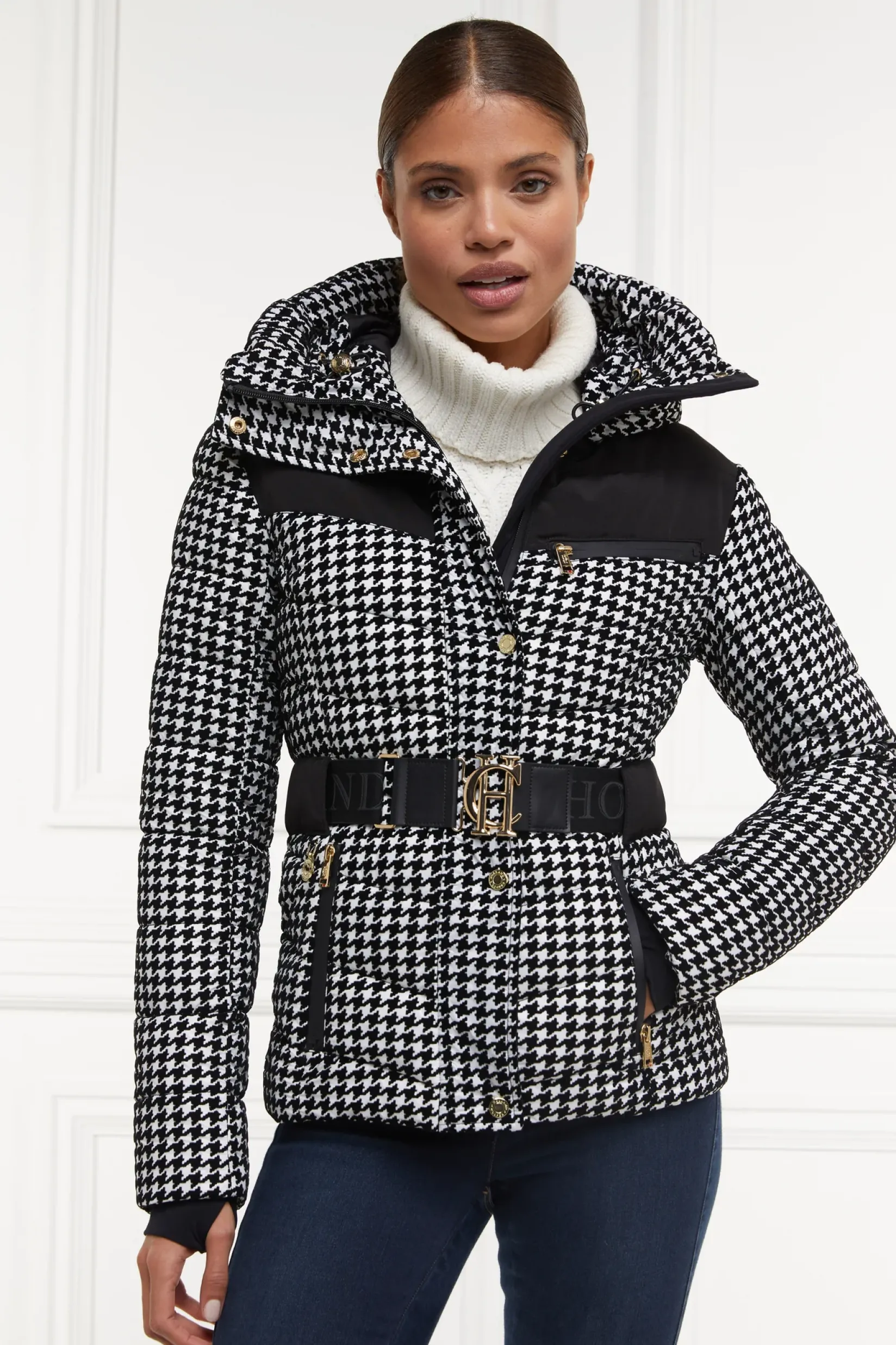 Holland Cooper Jackets-Vermont Puffer Jacket Houndstooth