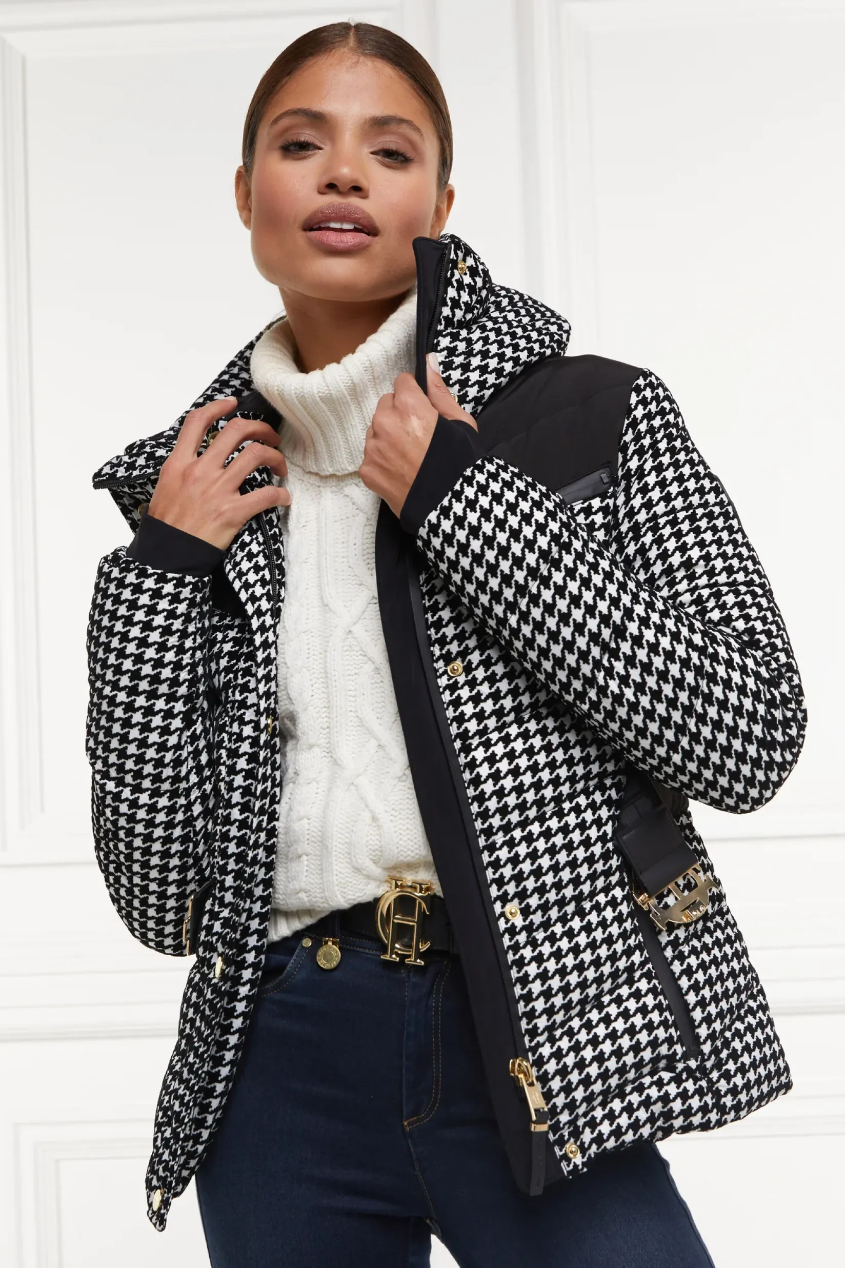 Holland Cooper Jackets-Vermont Puffer Jacket Houndstooth
