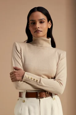 Holland Cooper Knitwear|Jade's Top Picks-Victoria Cashmere Roll Neck Stone
