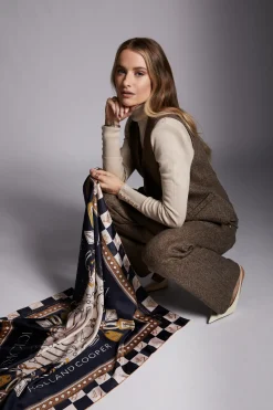 Holland Cooper Scarves|Scarves-Victoria Silk Scarf Ink Navy